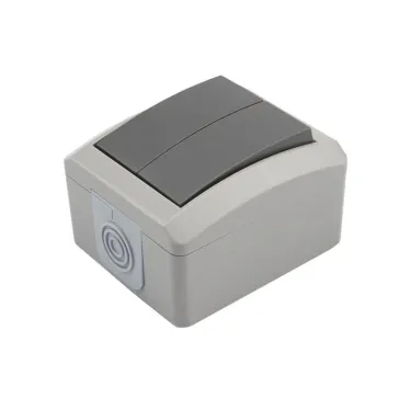 Выключатель двухклавишный INDUSTRIAL IP54, о/у, серый