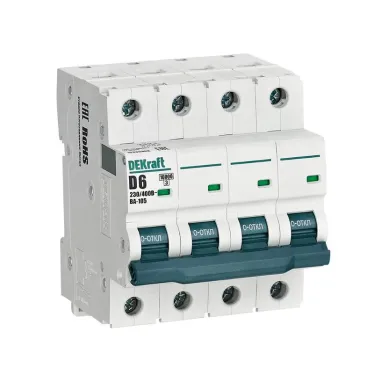 Выключатель автоматический 4P кривая D 6A 10кА ВА-105