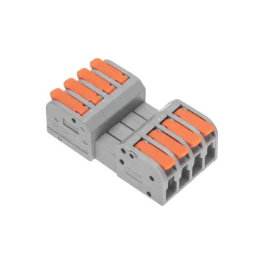 Клемма СМК 222-424R проходная разъемная 4 полюса серая 0,2-2,5/4 мм2