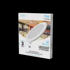 Светильник светодиодный ДВО 15 Вт 1100 лм 4000К AC 220В IP20 круг D170х22мм монт d155мм Алюминий тонкий Slim Gauss