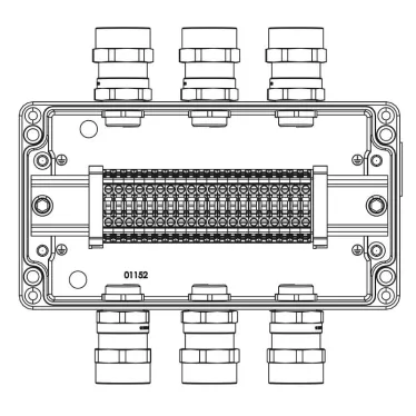 Взрывозащищенная клеммная коробка из алюминия TBE-A-14 -(20xCBC.4) -3x6018ANSBKGM2SB(A) - 3x6018ANSBKGM2SB(C)1Ex e IIC Т5 Gb / Ex tb IIIC T95°C Db IP66
