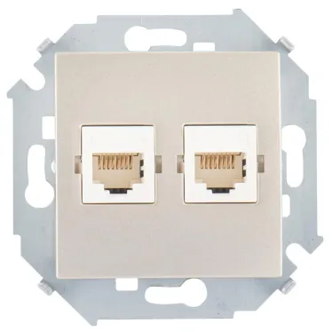 15 Розетка компьютерная двойная скрытая 2хRJ45 категория 5е Systimax шампань