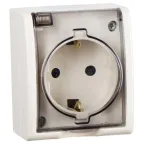 15 Aqua Розетка 2Р+Е Schuko с крышкой полупр. IP54 16А 250В винтовой зажим S15A сл. кость