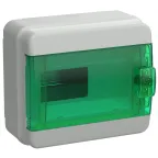 Корпус пластиковый навесной на 8 модулей КМПн-8 IP65 TEKFOR зеленая прозрачная дверь