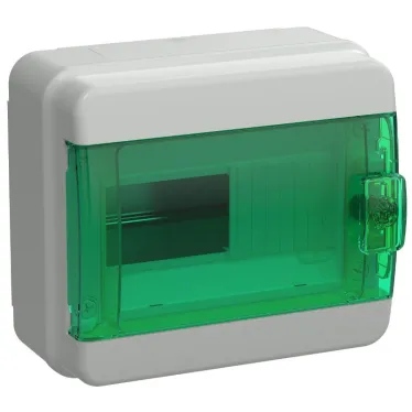 Корпус пластиковый навесной на 8 модулей КМПн-8 IP65 TEKFOR зеленая прозрачная дверь