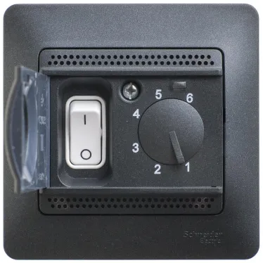 GLOSSA Термостат электронный теплого пола с датчиком 10A антрацит в сборе