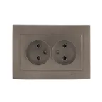 Валенсия лицевая панель розетка 2-местной б/з 10А графит с защ. штор.