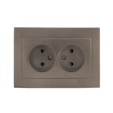 Валенсия лицевая панель розетка 2-местной б/з 10А графит с защ. штор.