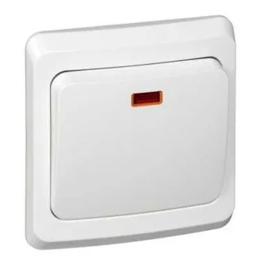 ЭТЮД Выключатель одноклавишный скрытый с индикацией белый