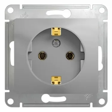 GLOSSA Розетка с заземлением в рамку алюминий