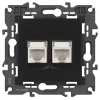 Розетка 2хRJ45, Эра Elegance, антрацит, 14-3108-05