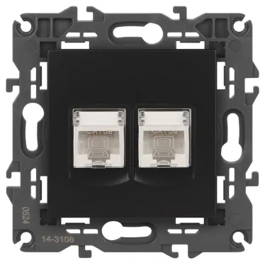 Розетка 2хRJ45, Эра Elegance, антрацит, 14-3108-05