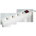 Удлинитель бытовой 4 розетки шнур 3м с заземлением с выключателем 16А