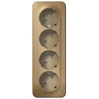 Розетка BLANCA наружная четырехпостовая, с заземлением, со шторками, с изолирующей пластиной, 16А, 250В, титан