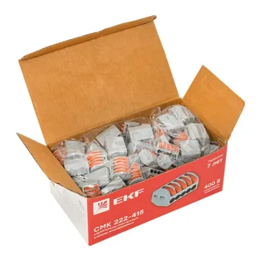 Клемма СМК 222-415 с рычагом 5 отверстий 0,08-2,5(4.0)мм2 (100шт.)