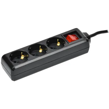 Удлинитель У03К 3 места с заземлением 3м 3х1мм2 16А 250В черный