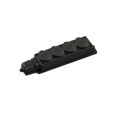Колодка 4х розетка четырехместная 2К+З каучуковая 16А/250В IP44 Чёрная MultiSet