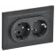 BRITE Розетка двойная с заземлением без защитных шторок 16А в сборе РС12-3-БрГ графит