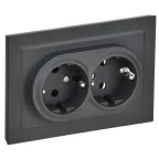 BRITE Розетка двойная с заземлением без защитных шторок 16А в сборе РС12-3-БрГ графит