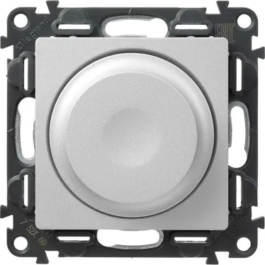 Valena LIFE Светорегулятор с поворотной ручкой универсальный 300Вт без нейтрали С лицевой панелью Алюминий