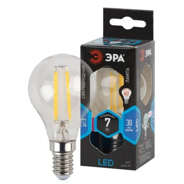 Лампа светодиодная филаментная F-LED P45-7W-840-E14 (филамент, шар, 7Вт, нейтр, E14 (10/100/3000)