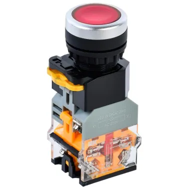 Кнопка D8-11D d-22мм 1з+1р с подсветкой красная