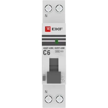 Автоматический выключатель дифференциального тока АВДТ-63M 1P+N (18мм) 6А 30мА характеристика С тип A электронный 6кА PROXIMA