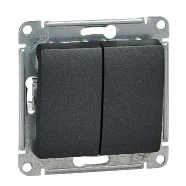 GLOSSA Выключатель двухклавишный сх.5 антрацит в рамку