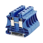 Клемма проходная, винтовой зажим, 2 точки подключения, 10 кв.мм, синяя