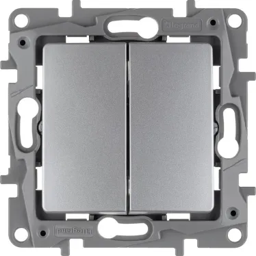 ETIKA Выключатель двухклавишный автоматические клеммы 10 AX 250 В алюминий