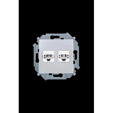 Розетка телефонная двойная RJ11, винтовой зажим, алюминий