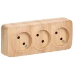 GLORY Розетка трехместная наружная без заземления сосна