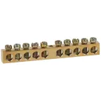 Шина NO-122-15 PEN земля-ноль 6х9мм 10/1 латунная с креплениями по центру