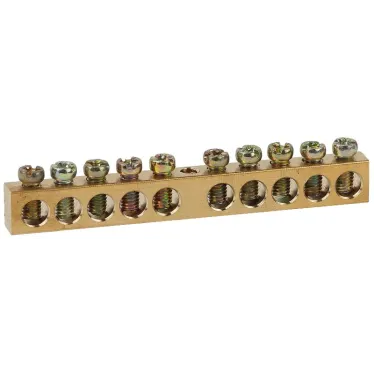 Шина NO-122-15 PEN земля-ноль 6х9мм 10/1 латунная с креплениями по центру