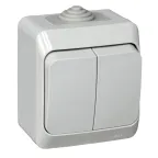 ЭТЮД Выключатель двухклавишный наружный IP44 серый