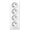 BLANCA Розетка наружная 4-я без заземления без шторок с изолирующей пластиной, 16А, 250В, белый