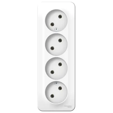 BLANCA Розетка наружная 4-я без заземления без шторок с изолирующей пластиной, 16А, 250В, белый