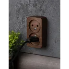 Розетка 2-местная ОП Минск 10А без заземления темное дерево