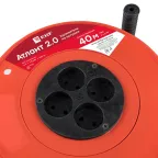 Удлинитель на катушке Атлант 2.0 4 гнезда 40м без заземления ПВС 2x0.75 6А/1.3кВт PROxima