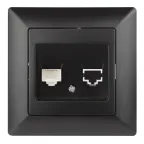 Розетка телефонная RJ11, СУ, Solo, антрацит 4-302-05 Intro