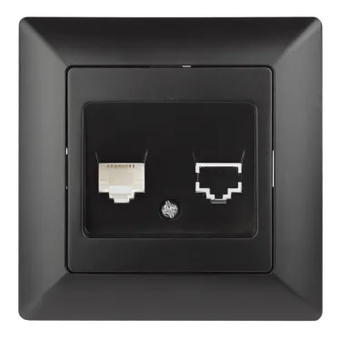 Розетка телефонная RJ11, СУ, Solo, антрацит 4-302-05 Intro