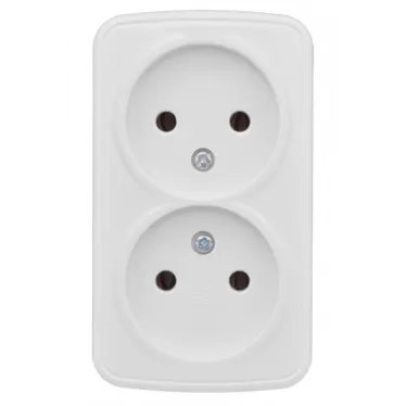Розетка Минск 2-местная ОП 10А без заземления белая