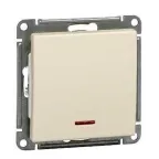 Выключатель одноклавишный, с подсветкой 10АХ, механизм, слоновая кость