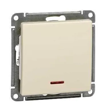Выключатель одноклавишный, с подсветкой 10АХ, механизм, слоновая кость