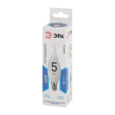 Лампа светодиодная LED BXS-5W-840-E14 (диод, свеча на ветру, 5Вт, нейтр, E14 (10/100/2800)