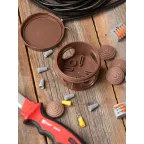 Коробка распаячная КМР-040-038 с крышкой (73х43) 4 мембранных ввода тёмное дерево IP54 PROxima