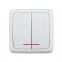 Выключатель двухклавишный наружный с изоляционной пластиной с индикацией белый 16А