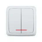 Выключатель двухклавишный наружный с изоляционной пластиной с индикацией белый 16А