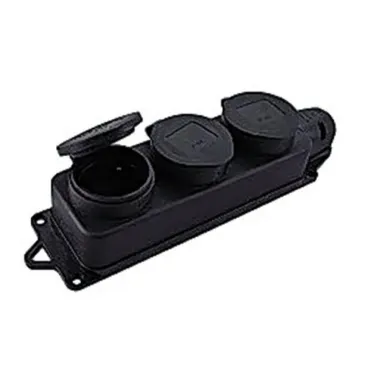 Розетка трехместная с защитными крышками каучуковая 230В 2P+PE 16A IP44 PROxima