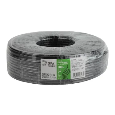 Кабель коаксиальный RG-6U 75 Ом CCS/(оплётка Al 64%) PE цвет чёрный 100м SIMPLE